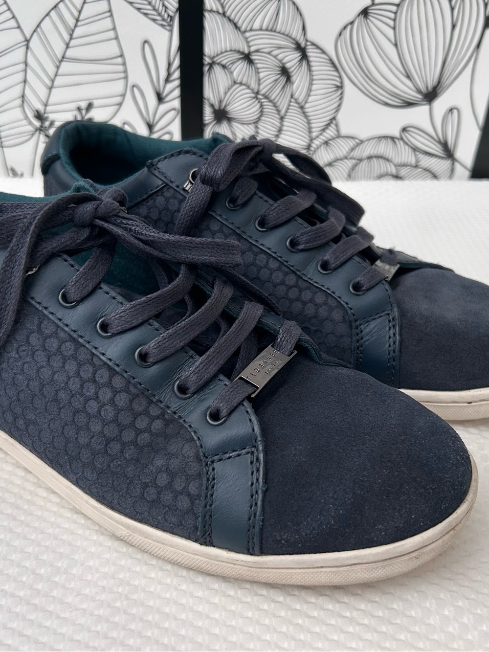 Ted Baker Blue Suede Laceup Sneakers